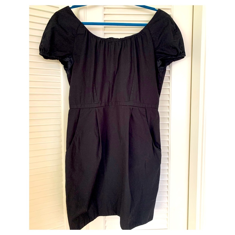 J.Crew Factory Black Cap Puff Sleeve Mini Dress Little Black Dress size 8